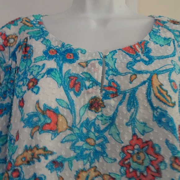 Women's Blue Print Runic Top w. Attached Tank-NWT - Picture 3 of 11